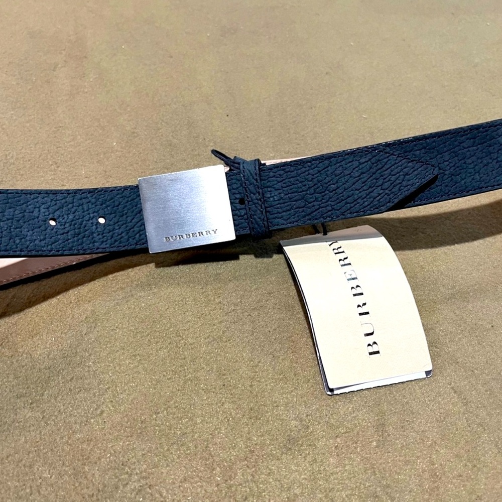 Burberry Charcoal Leather Embossed Elephant Print Belt 32, super luxury - Picture 3 of 6